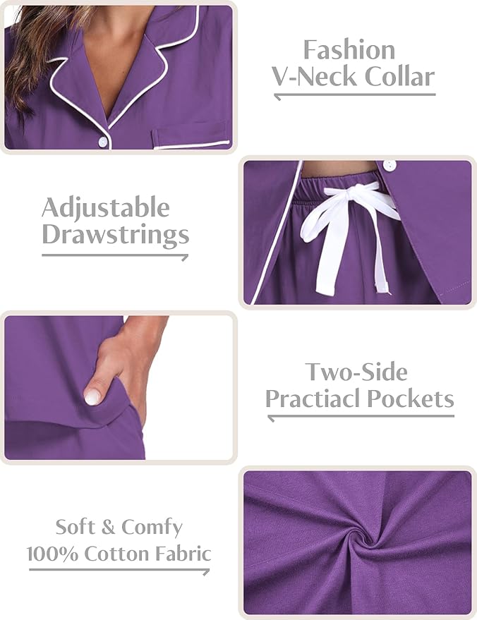 Women's Pajama Set - Short Sleeve - 2 Piece