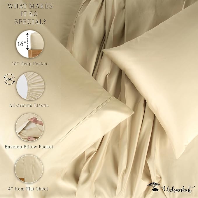 Bed Sheet Set - Full - 16 in Deep Pocket - 4 Piece