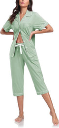 Women's 100% Cotton Capri Pajama Set - Short Sleeve - 2 Piece