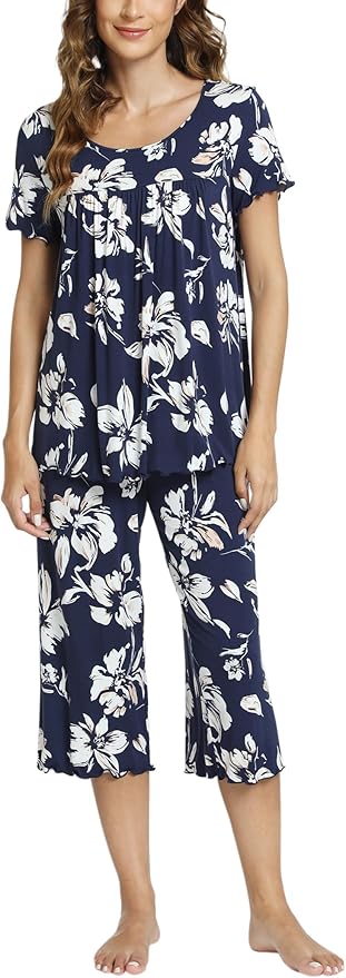 Bamboo Capri Pajama Set - Short Sleeve - 2 Piece