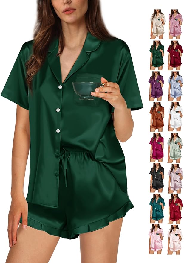Women's Satin Pajama Set - 2 Piece