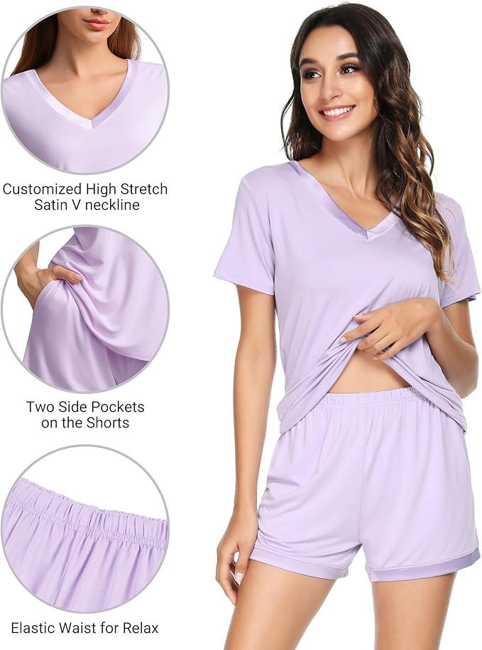 Women's Bamboo Cooling Pajama Set - Short Sleeve - 2 Piece
