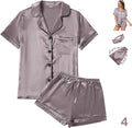 Satin Pajama Set - Short Sleeve - 4 Piece
