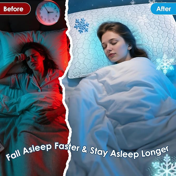Memory Foam Cooling Bed Pillow - King - 2 Piece