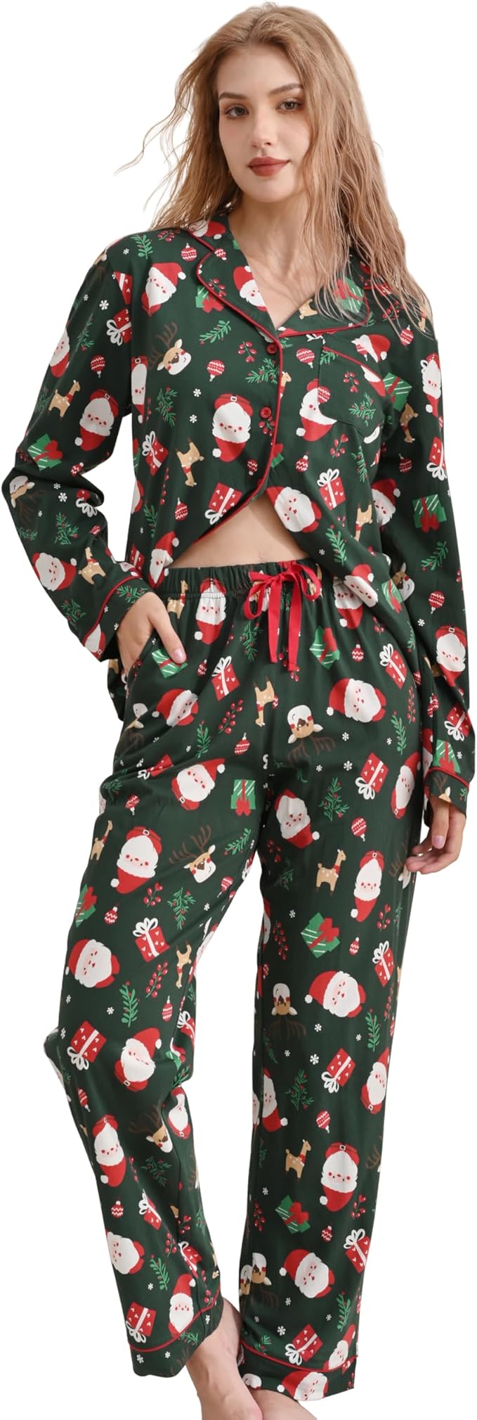 Women's 100% Cotton Pajama Set - Long Sleeve