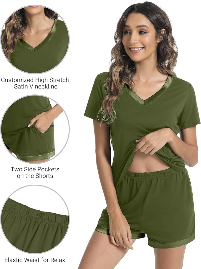 Women's Bamboo Cooling Pajama Set - Short Sleeve - 2 Piece