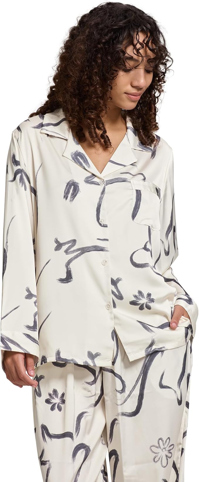 Satin Pajama Set - Long Sleeve - 2 Piece