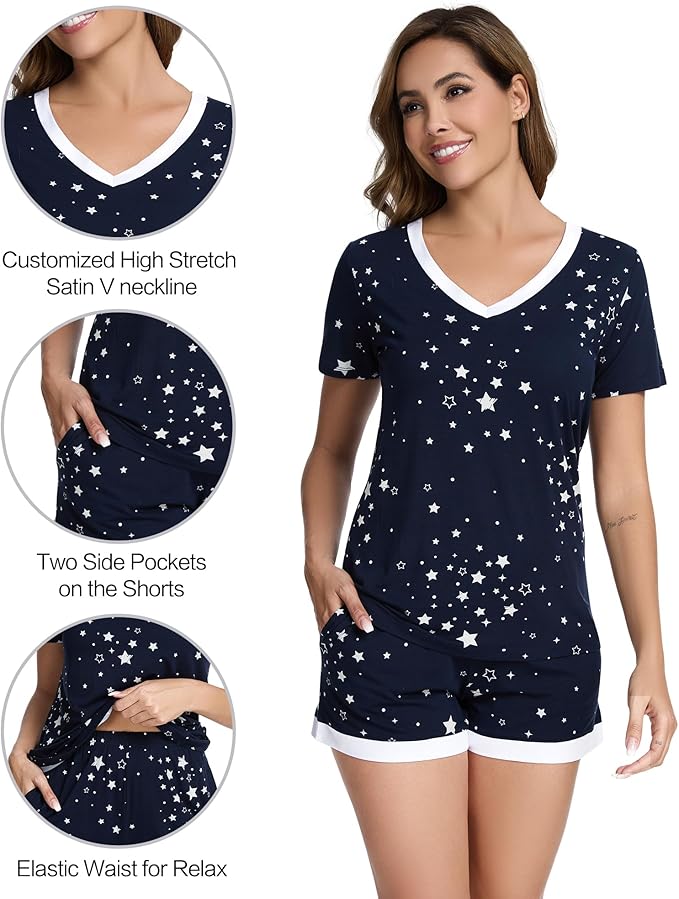 Women's Bamboo Cooling Pajama Set - Short Sleeve - 2 Piece