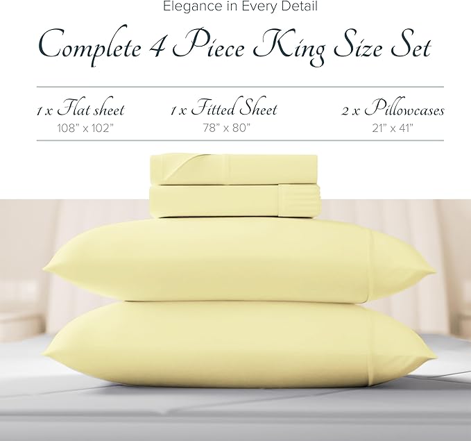 Linen Cooling Bed Sheet Set - King - 17 in Deep Pocket - 4 Piece