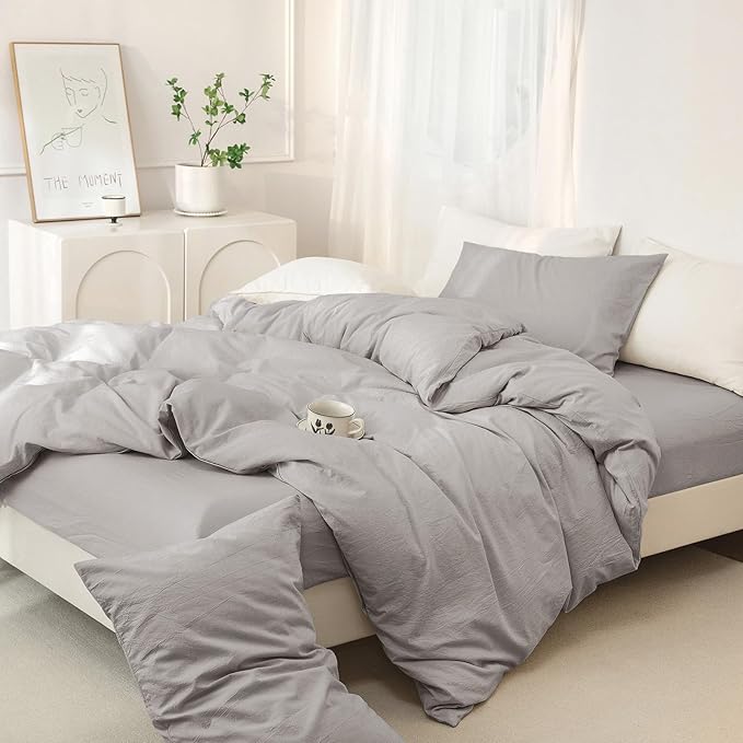 Linen Duvet Cover Set - Queen - 90 x 90 in - 3 Piece