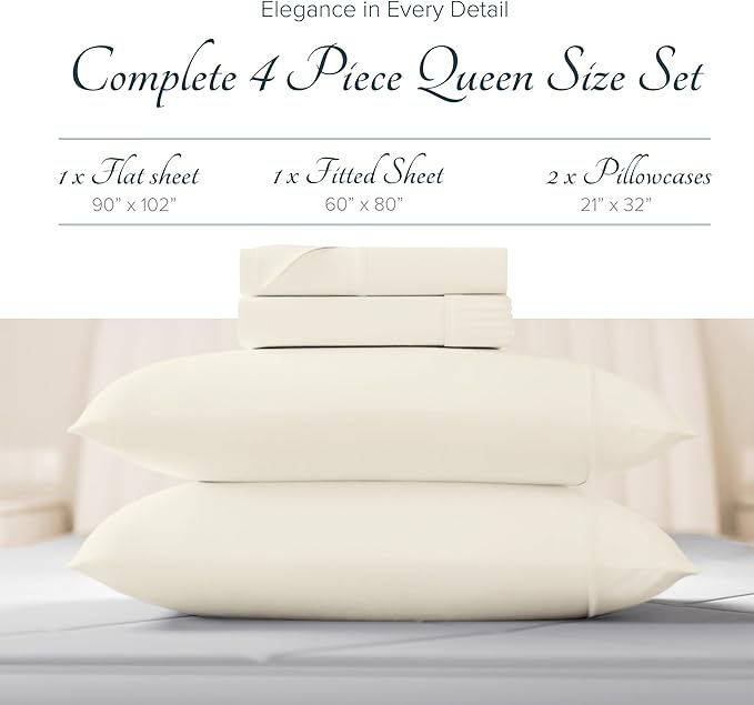 Linen Cooling Bed Sheet Set - Queen - 17 in Deep Pocket - 4 Piece