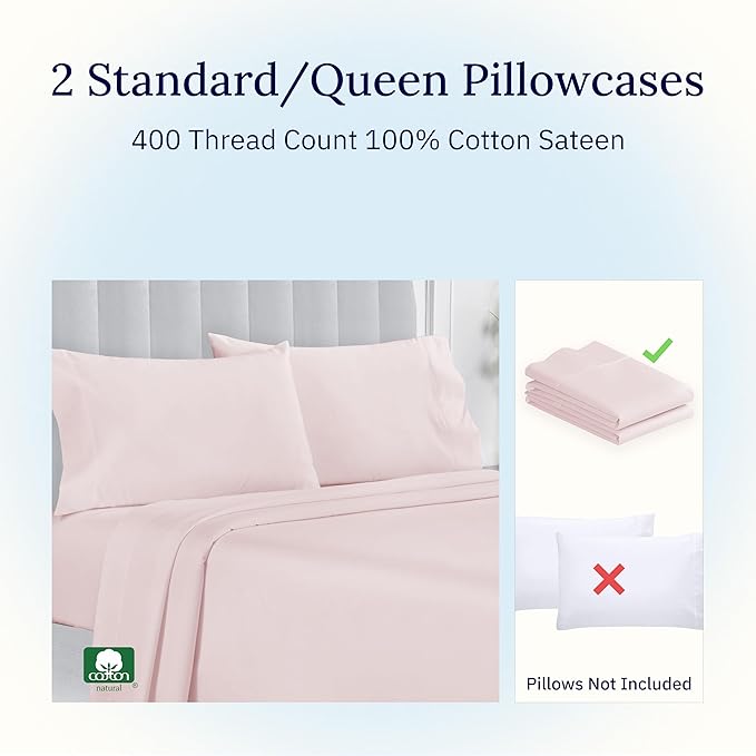 100% Cotton Pillowcase Set - Queen - 2 Piece