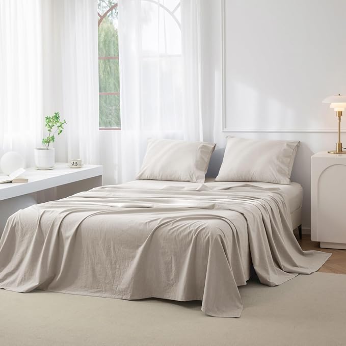 Linen Bed Sheet Set - King - 4 Piece