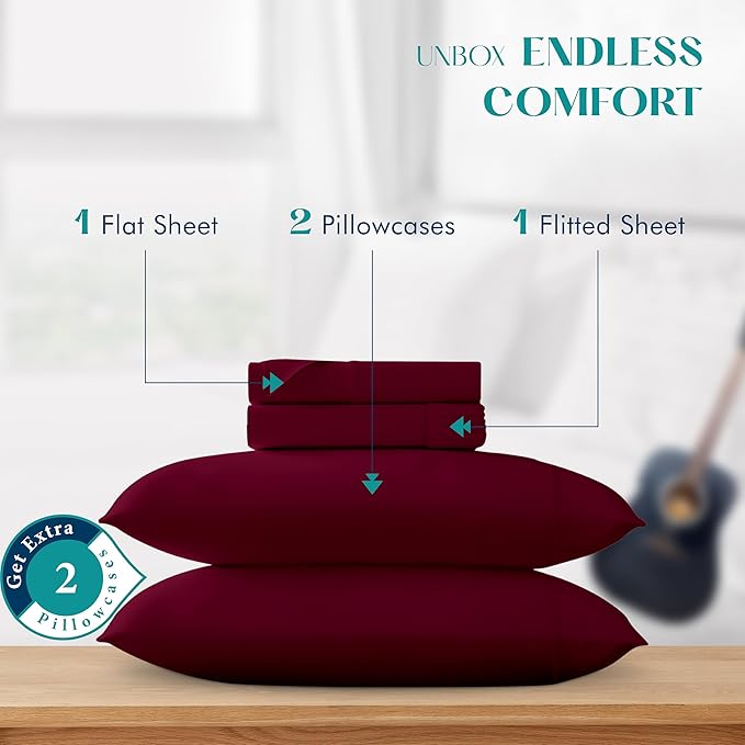 Linen Cooling Bed Sheet Set - King - 17 in Deep Pocket - 4 Piece