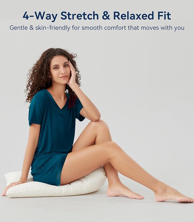 Women's Bamboo Cooling Pajama Set - Short Sleeve - 2 Piece