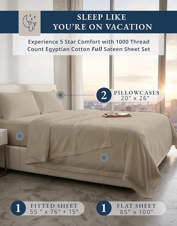 Linen Bed Sheet Set - Full