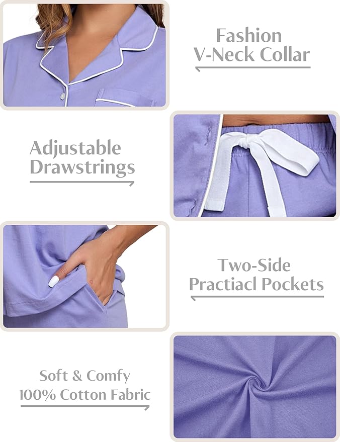 Women's Pajama Set - Short Sleeve - 2 Piece