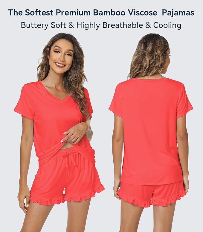Bamboo Cooling Shorts Pajama Set - Short Sleeve - 2 Piece
