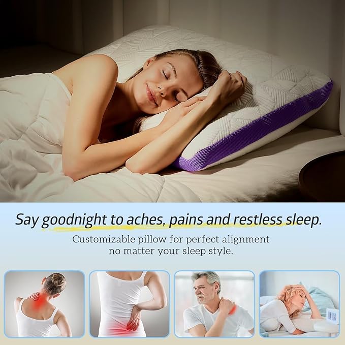 Memory Foam Cooling Bed Pillow - Queen - 2 Piece