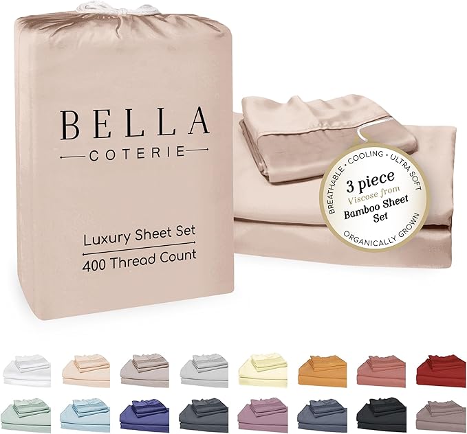 Bamboo Cooling Bed Sheet Set - Twin - 18 in Deep Pocket