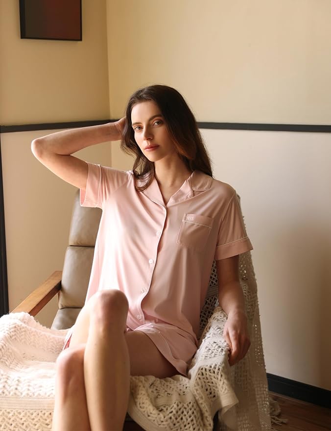 Women's Bamboo Pajama Set - Short Sleeve - 2 Piece