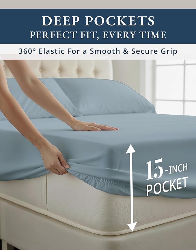 Bed Sheet Set - King - 15 in Deep Pocket