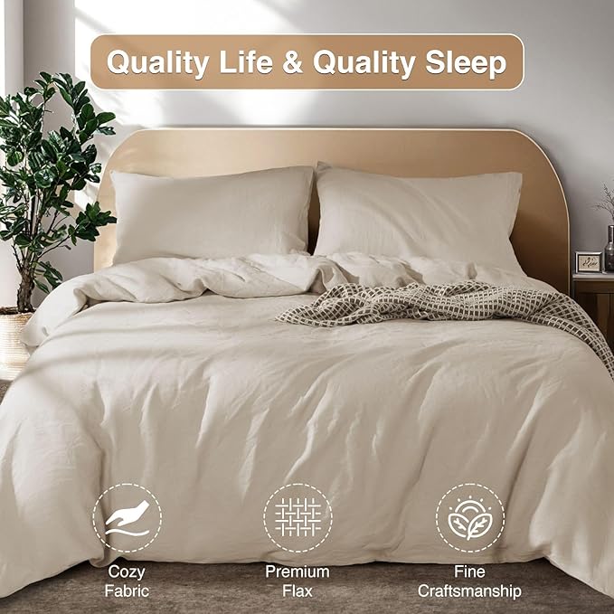 Linen Duvet Cover Set - Queen - 3 Piece