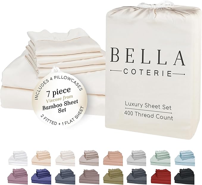 Bamboo Cooling Bed Sheet Set - Split King - 7 Piece