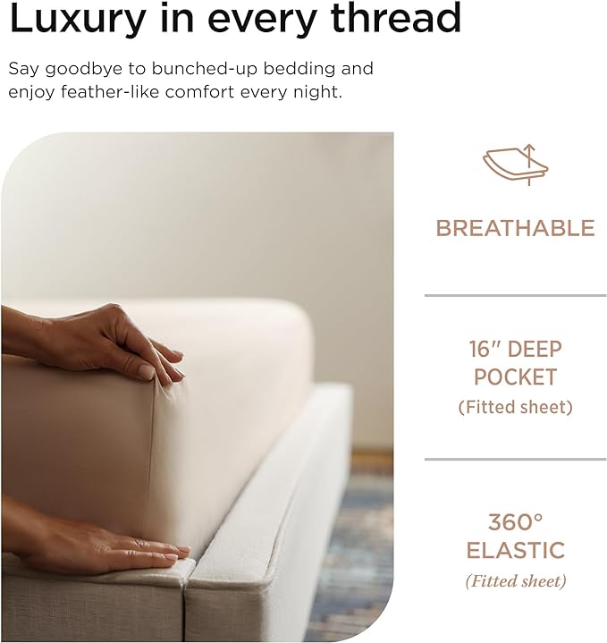 100% Cotton Cooling Bed Sheet Set - Full - 4 Piece