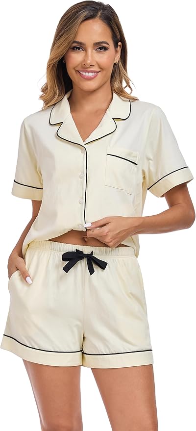 100% Cotton Pajama Set - Short Sleeve - 2 Piece