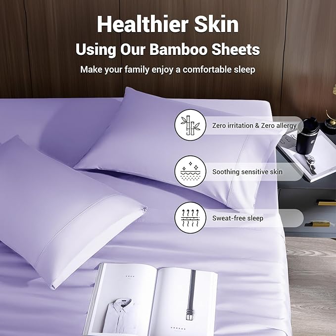 Bamboo Cooling Bed Sheet Set - Queen - 4 Piece