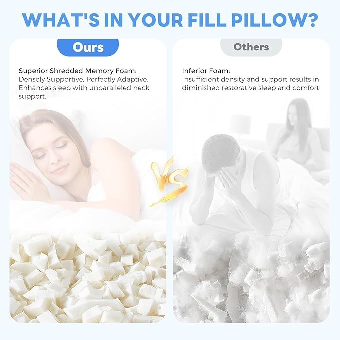 Memory Foam Cooling Bed Pillow - Queen - 2 Pack