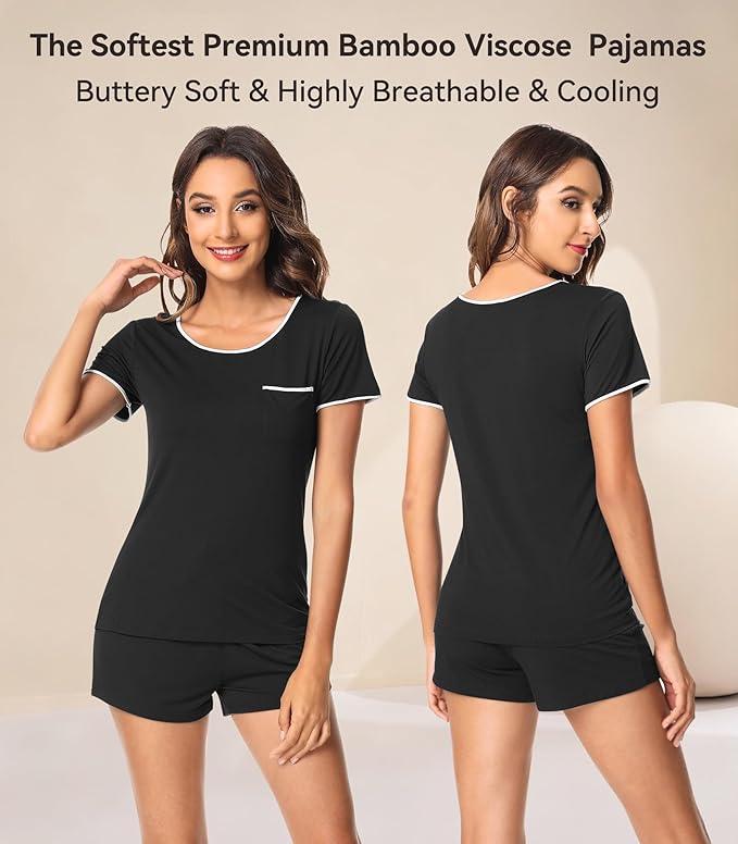 Women's Bamboo Cooling Pajama Set - Short Sleeve - 2 Piece