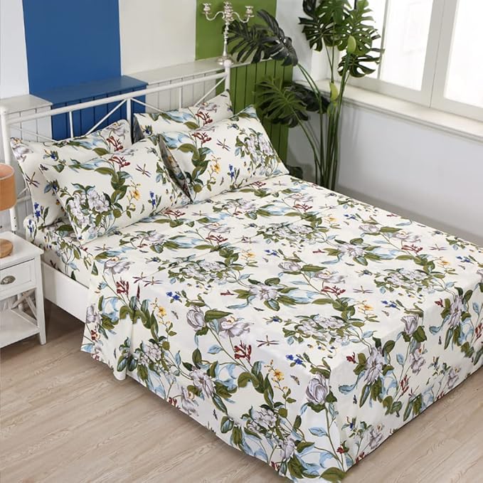 100% Cotton Bed Sheet Set - King - 4 Piece