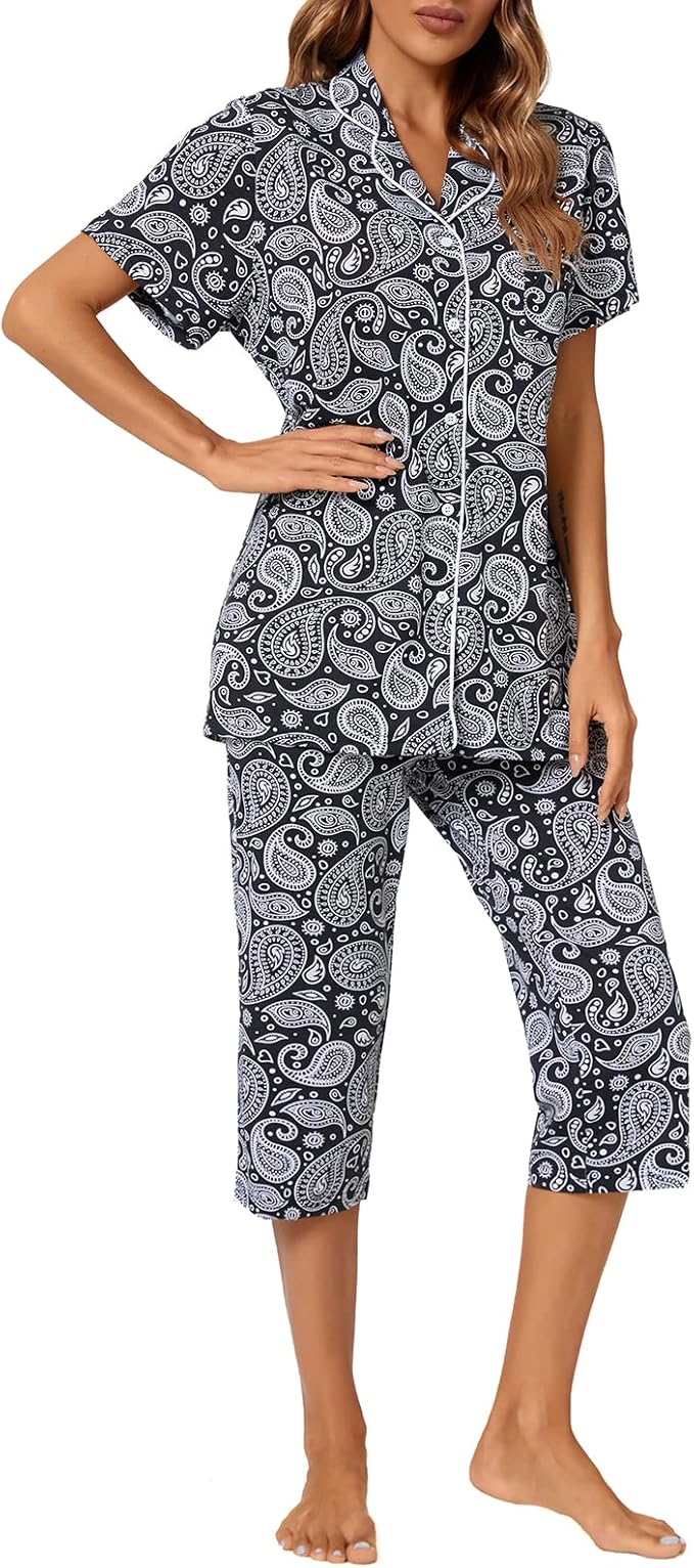 Capri Pajama Set - Short Sleeve - 2 Piece