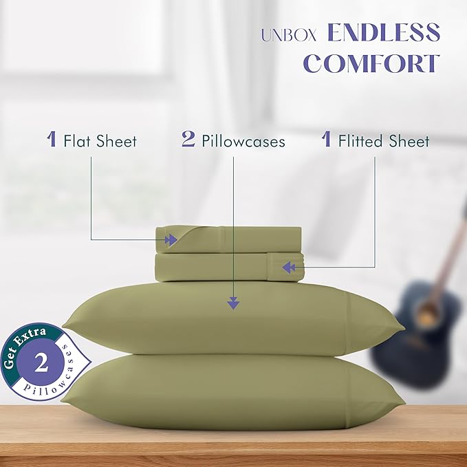 Linen Cooling Bed Sheet Set - California King - 17 in Deep Pocket - 4 Piece
