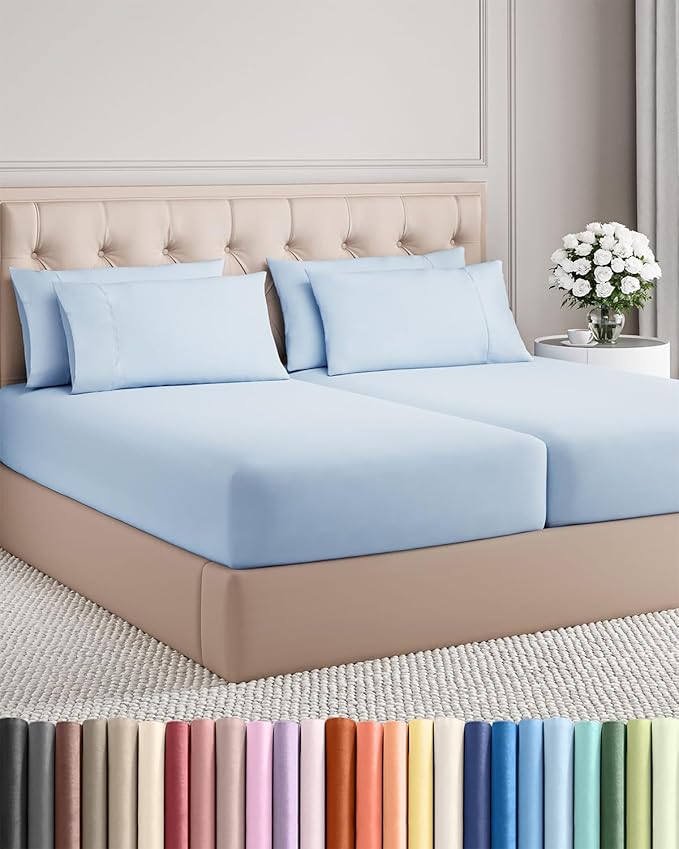 Cooling Bed Sheet Set - Split King - 16 in Deep Pocket - 7 Piece