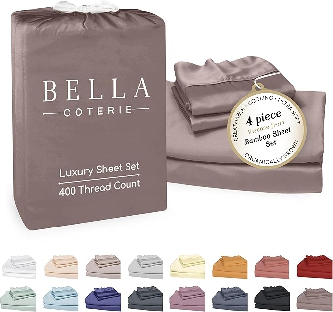 Bamboo Cooling Bed Sheet Set - Queen - 18 in Deep Pocket