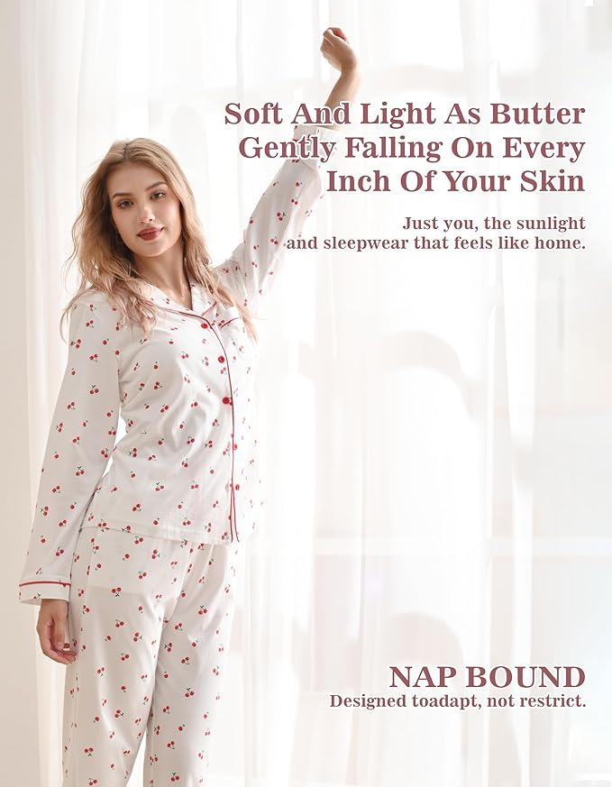 Women's 100% Cotton Pajama Set - Long Sleeve