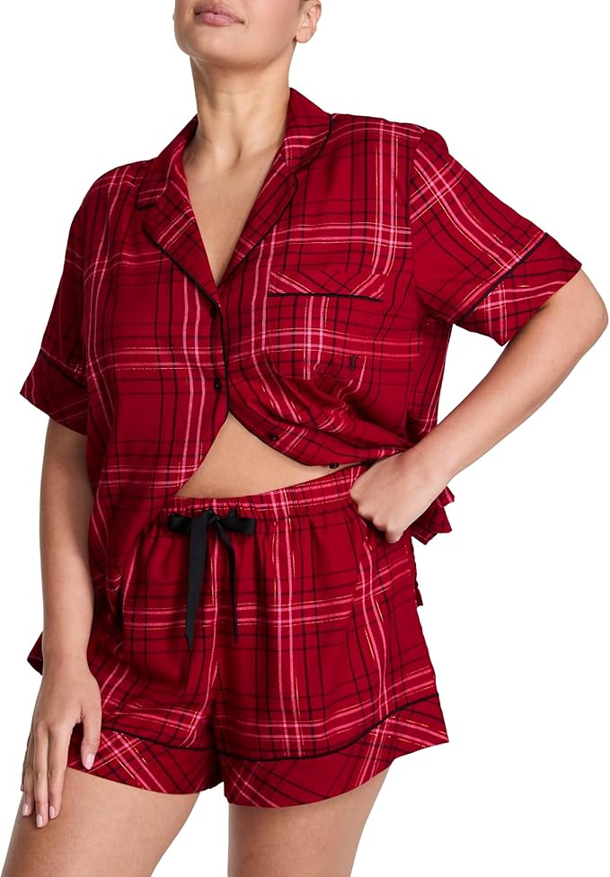 Women's Flannel Pajama Set - Short Sleeve - 2 Piece