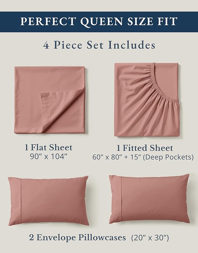 Linen Cooling Bed Sheet Set - Queen - 4 Piece