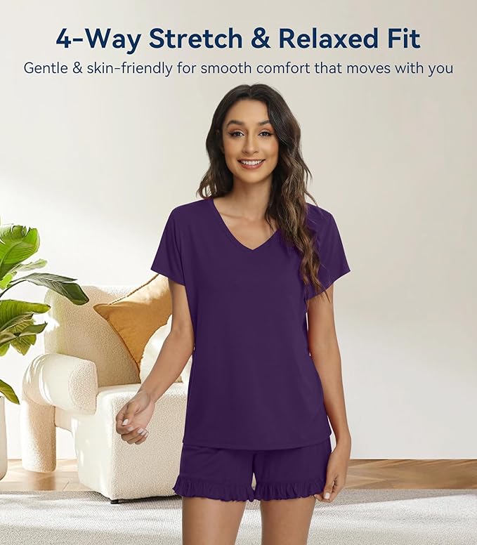 Bamboo Cooling Shorts Pajama Set - Short Sleeve - 2 Piece