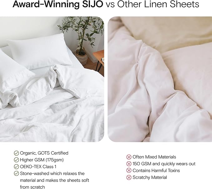 Linen Cooling Bed Sheet Set - King - 3 Piece
