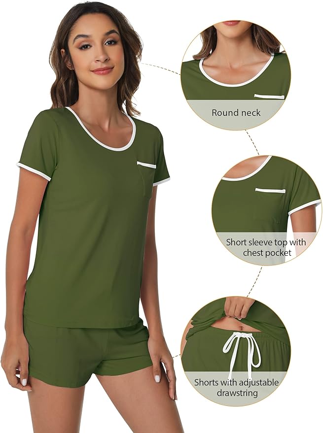 Women's Bamboo Cooling Pajama Set - Short Sleeve - 2 Piece