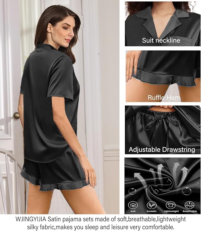 Women's Satin Pajama Set - 2 Piece