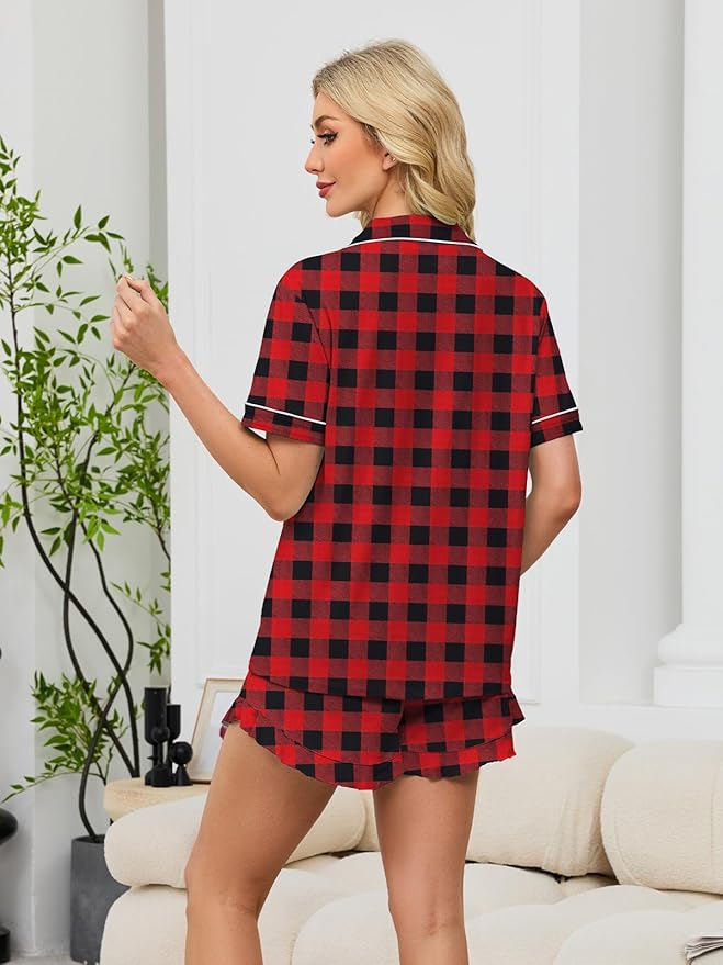 100% Cotton Shorts Pajama Set - Short Sleeve - 2 Piece