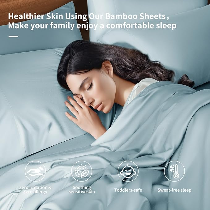 Bamboo Cooling Bed Sheet Set - Queen - 6 Piece
