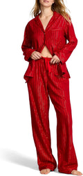 Women's Flannel Pants Pajama Set - Long Sleeve - 2 Piece