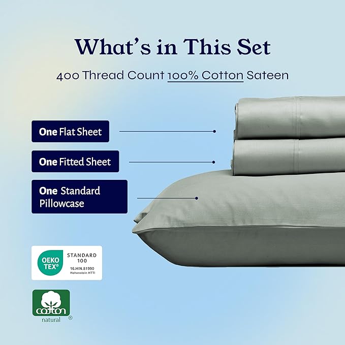 100% Cotton Bed Sheet Set - Twin - 3 Piece