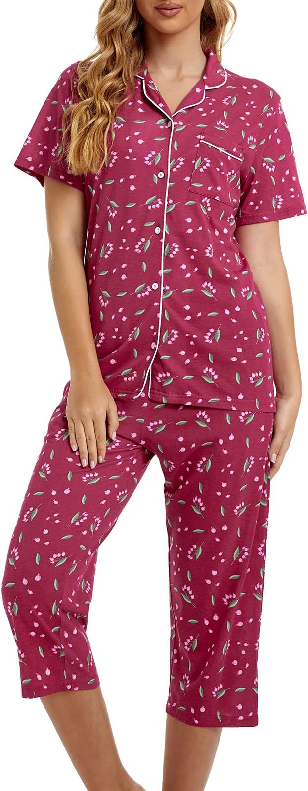 Capri Pajama Set - Short Sleeve - 2 Piece